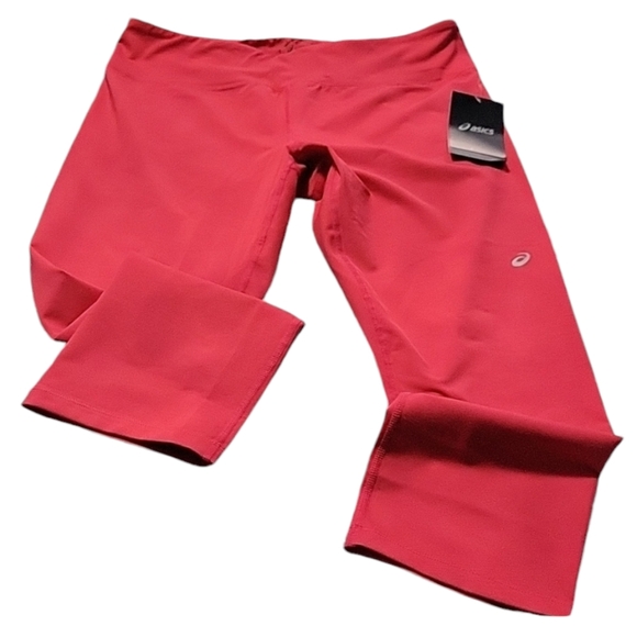 Asics Capri Cropped Bright Pink Coral Leggings size XL NWT - Picture 2 of 15